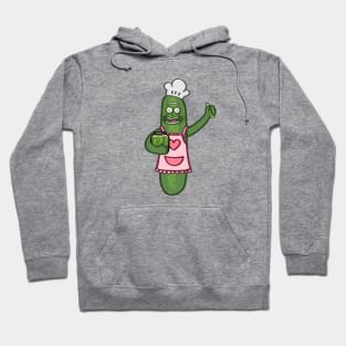 Chef pickle holding jar of pickles cartoon Hoodie